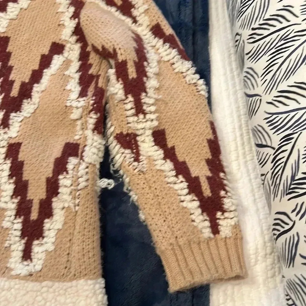 Sweeney Sherpa TrimVici Collection Jacket Sweater with Buttons women size small - Picture 10 of 11